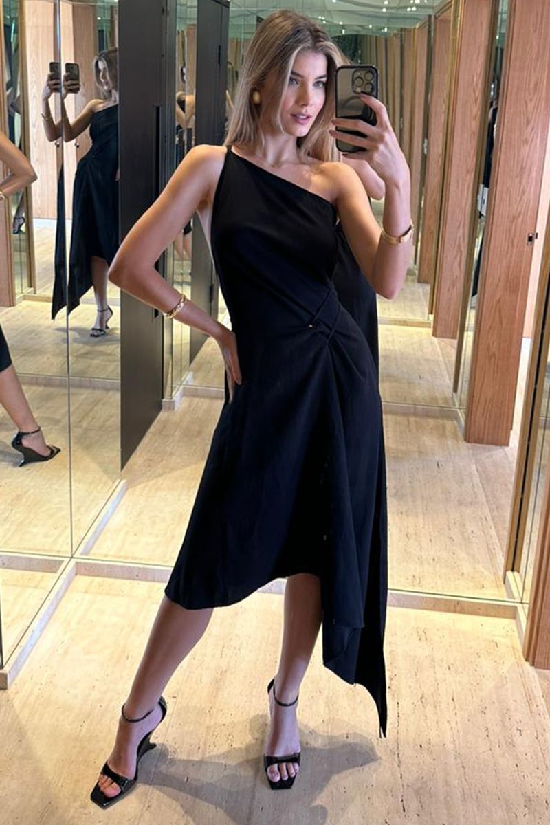 VESTIDO MIDI BARRA ASSIMETRICA UM COMBRO SÓ COLEÇÃO VERÃO 24