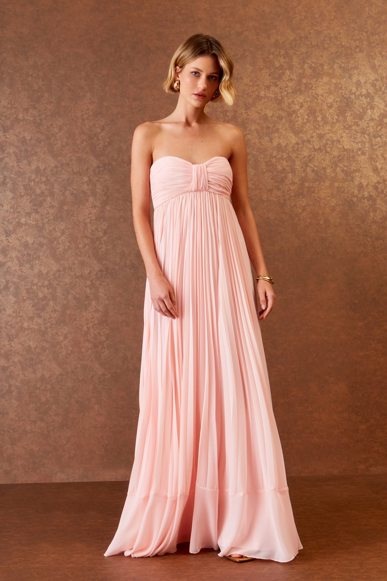 VESTIDO LONGO PLISSADO COLEÇÃO INVERNO 25