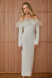 VESTIDO MIDI ANTONELLA BABADO DECOTE COLEÇÃO INVERNO 25