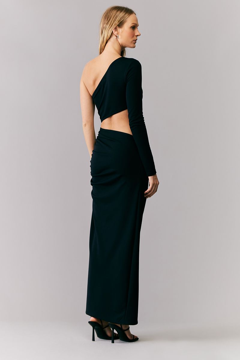 VESTIDO MIDI ASSIMETRICO MANGA UM OMBRO SÓ COLEÇÃO INVERNO 23