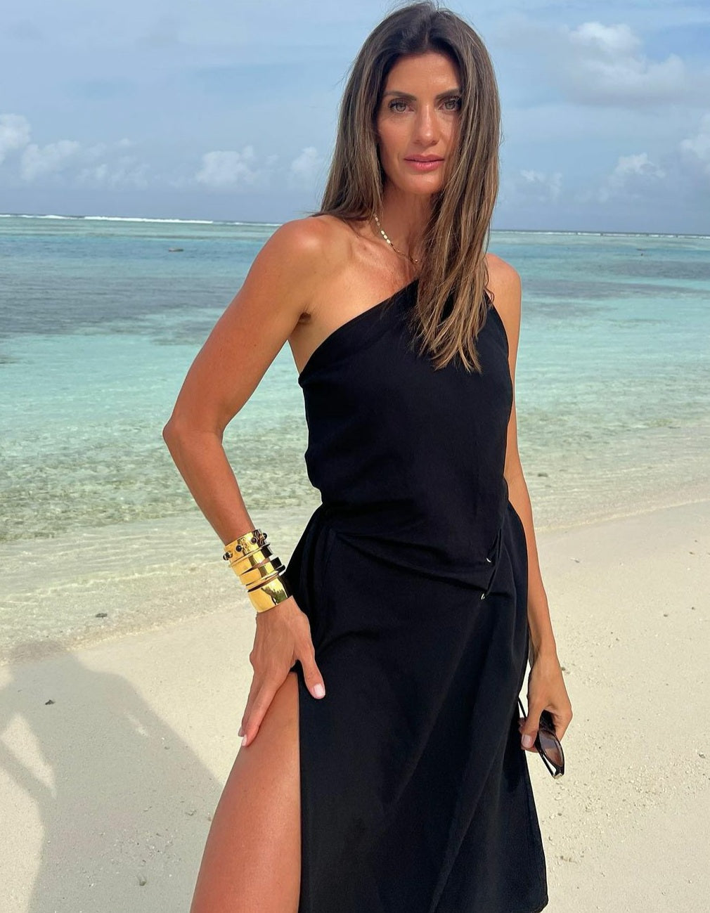 VESTIDO MIDI BARRA ASSIMETRICA UM COMBRO SÓ COLEÇÃO VERÃO 24