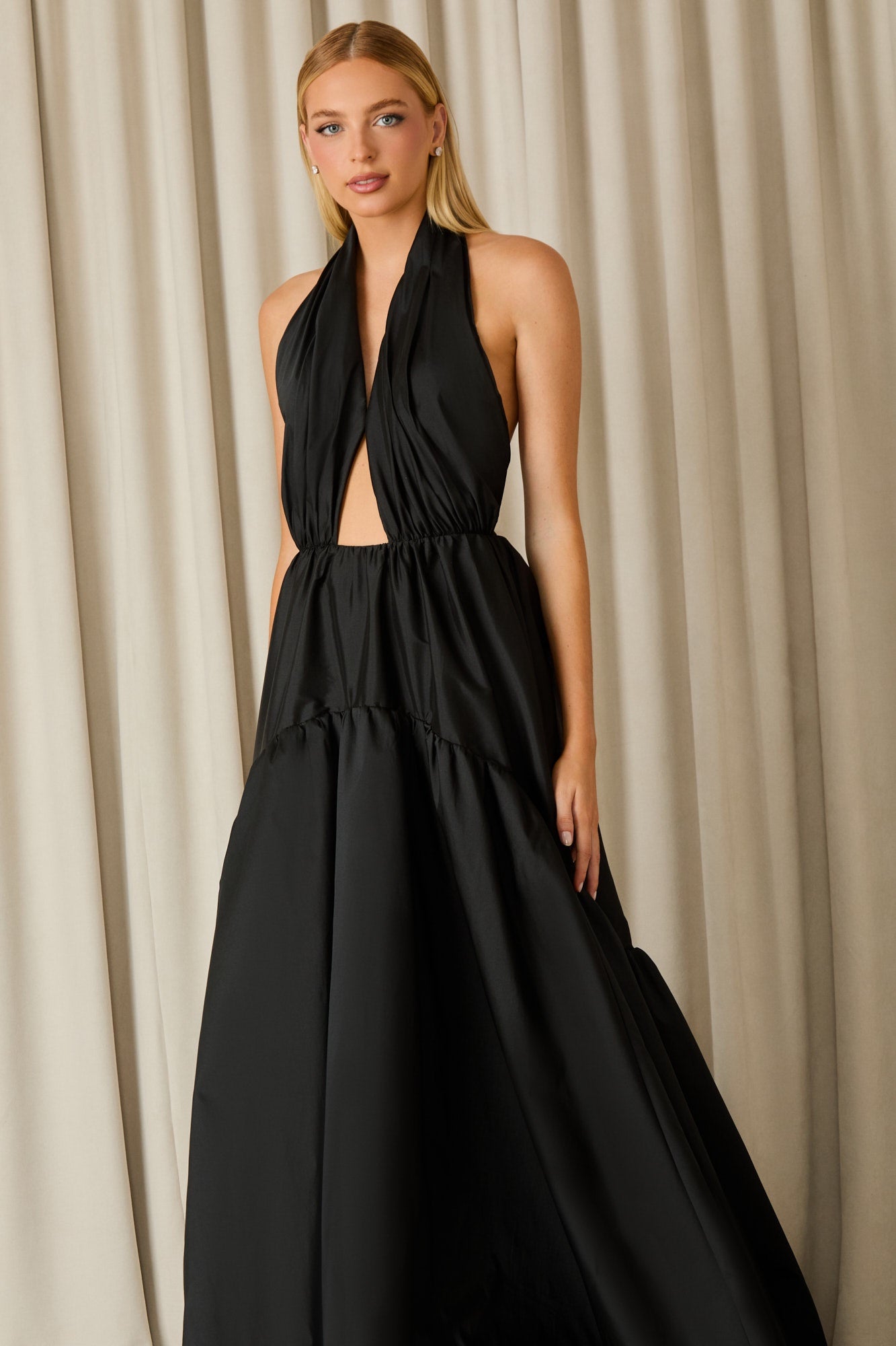 VESTIDO LONGO ADRIANA TAFETÁ COLEÇÃO INVERNO 26