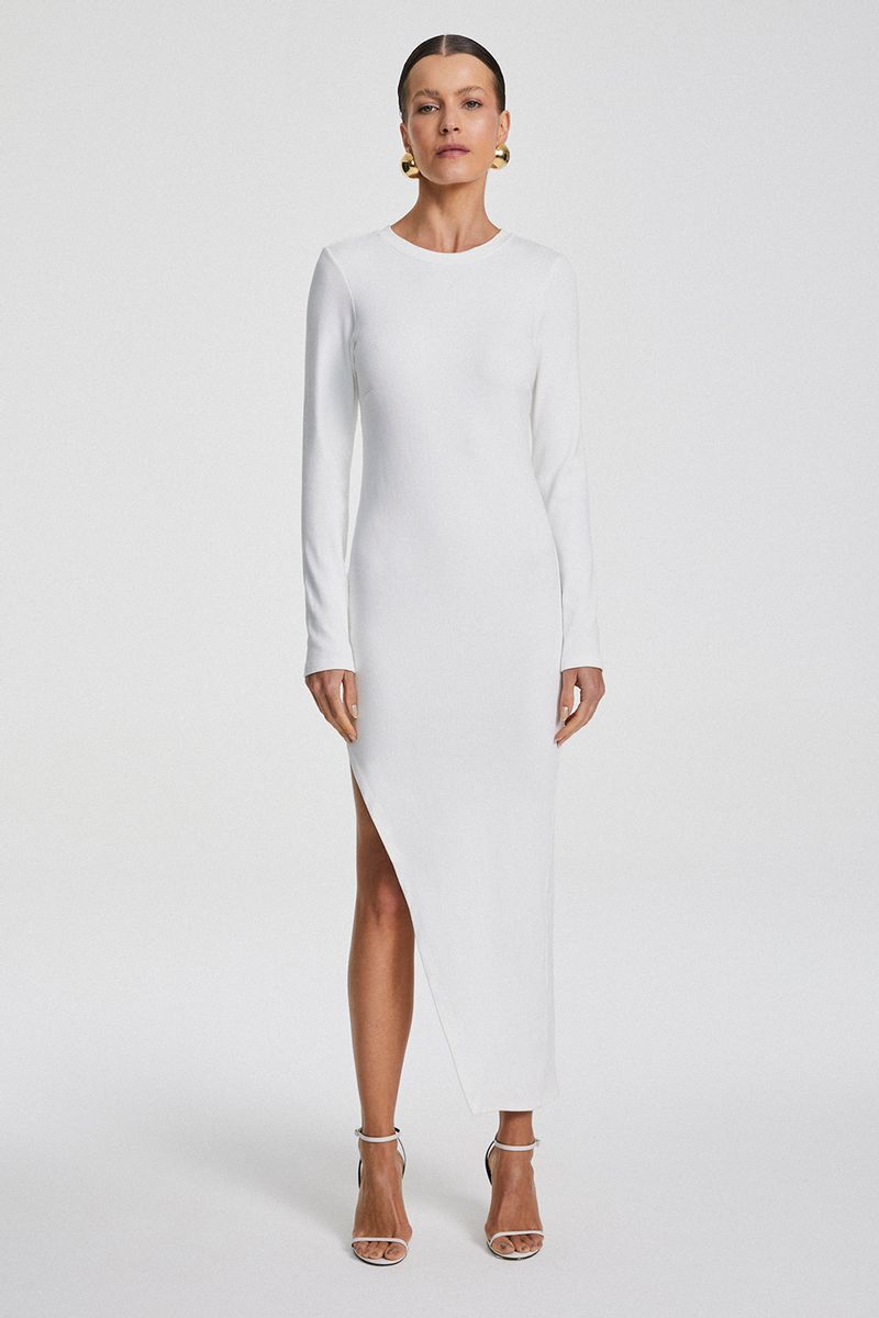VESTIDO MIDI COM FENDA ASSIMETRICA COLEÇÃO INVERNO 23