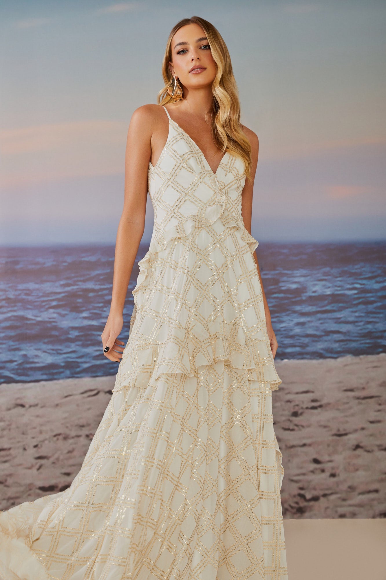 VESTIDO LONGO BETINA  BABADOS COLEÇÃO ALTO VERÃO 25