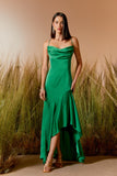 VESTIDO LONGO FENDA BABADO COLEÇÃO VERÃO 26