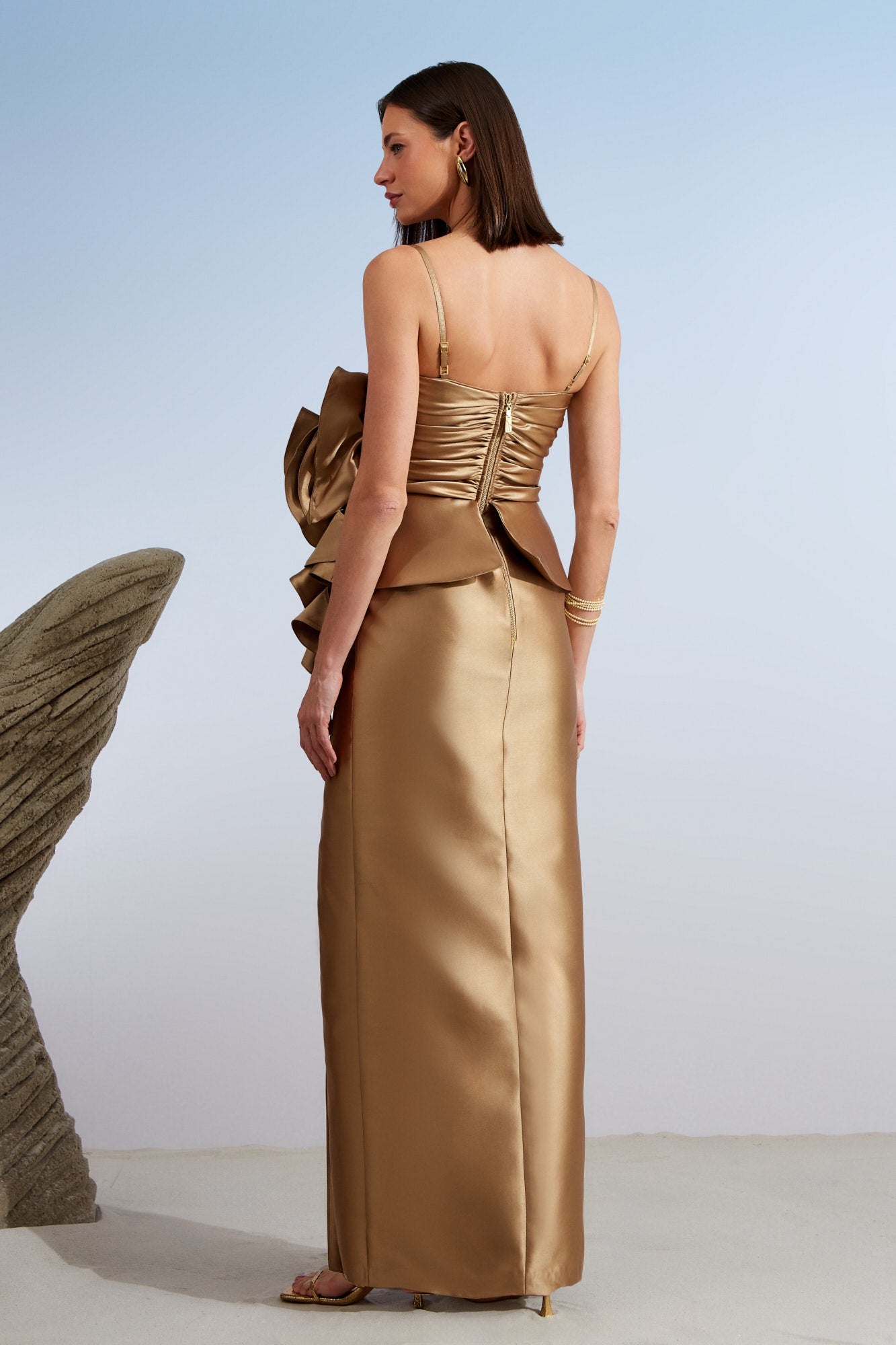 VESTIDO LONGO FLOR BASQUE COLEÇÃO ALTO VERÃO 26