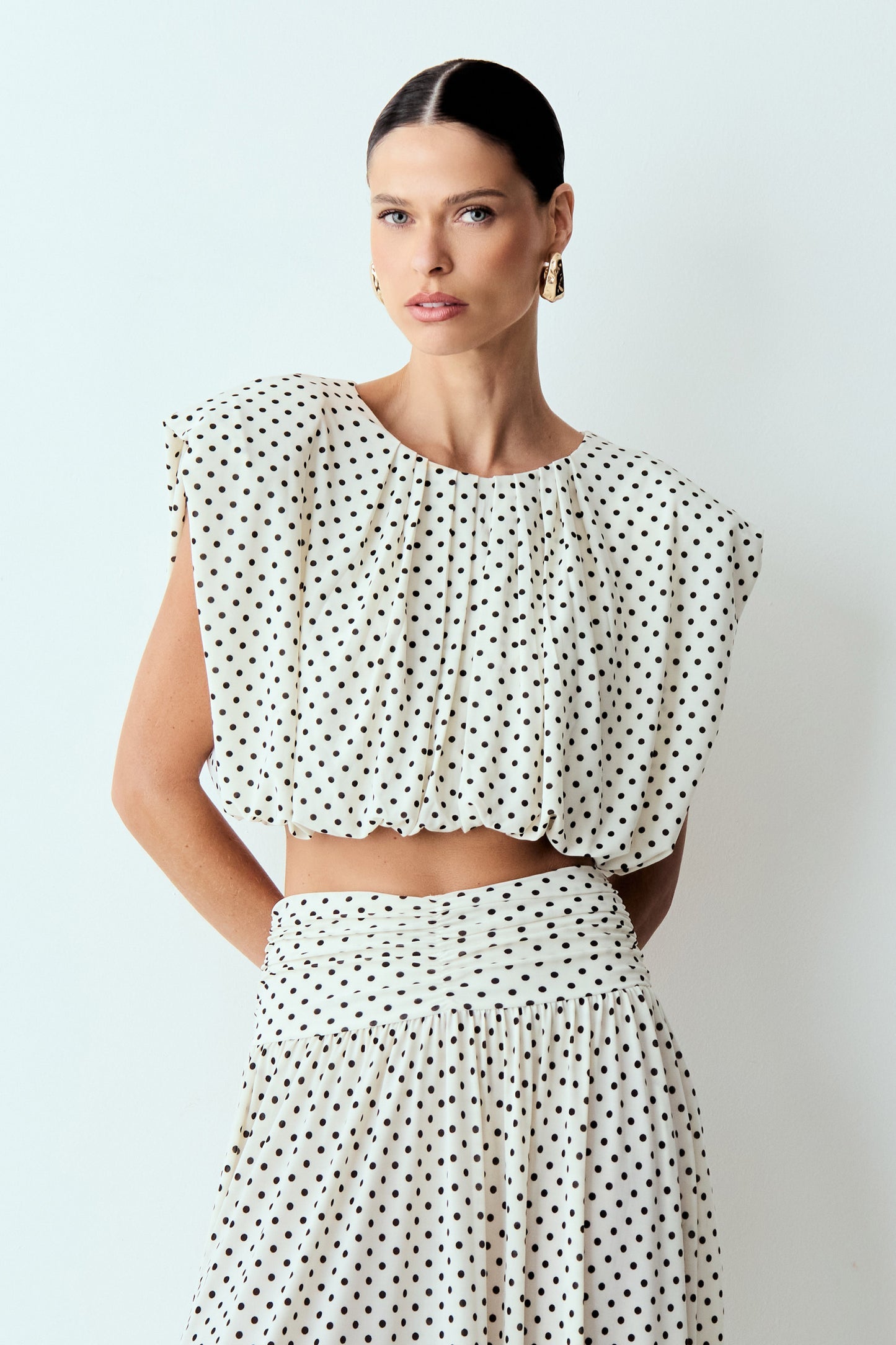 BLUSA MANGA CURTA BALONE COM OMBREIRAS COLEÇÃO VERÃO 26