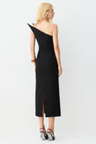 VESTIDO MIDI RECORTE ASSIMETRICO ESTRUTURADO DECOTE COLEÇÃO INVERNO 26