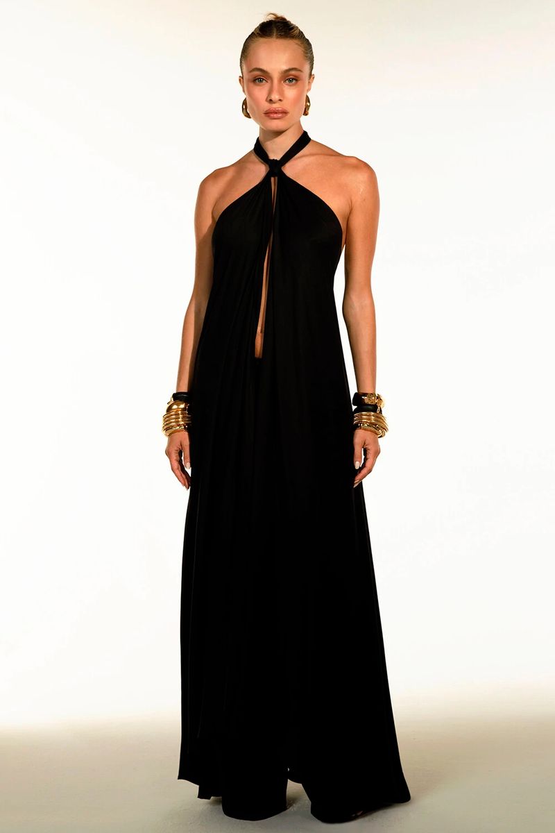 VESTIDO LONGO FRENTE UNICA COM ABERTURA FRONTAL COLEÇÃO VERÃO 24