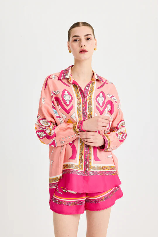 CAMISA ZEUGMA DE SEDA ROSA GRANDE COLEÇÃO VERÃO 26