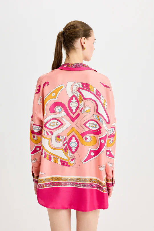 CAMISA ZEUGMA DE SEDA ROSA GRANDE COLEÇÃO VERÃO 26