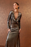 VESTIDO LONGO DECOTE COM DEGAGE COLEÇÃO INVERNO 25