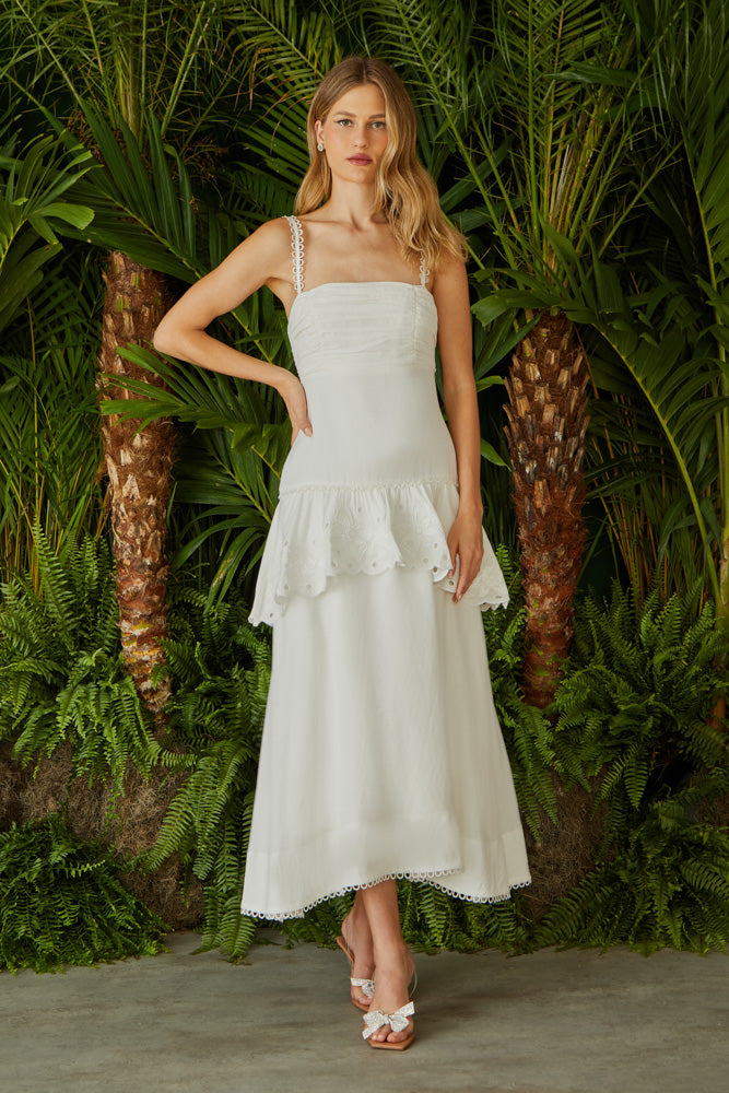 VESTIDO MIDI DECOTE DRAPEADO COLEÇÃO VERÃO 24