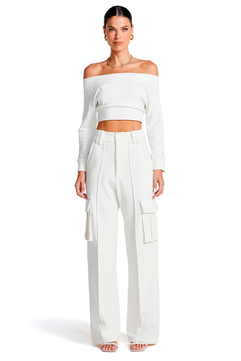 CALÇA PANTALONA DE MALHA COM BOLSO E FRISOS COLEÇÃO VERÃO 24