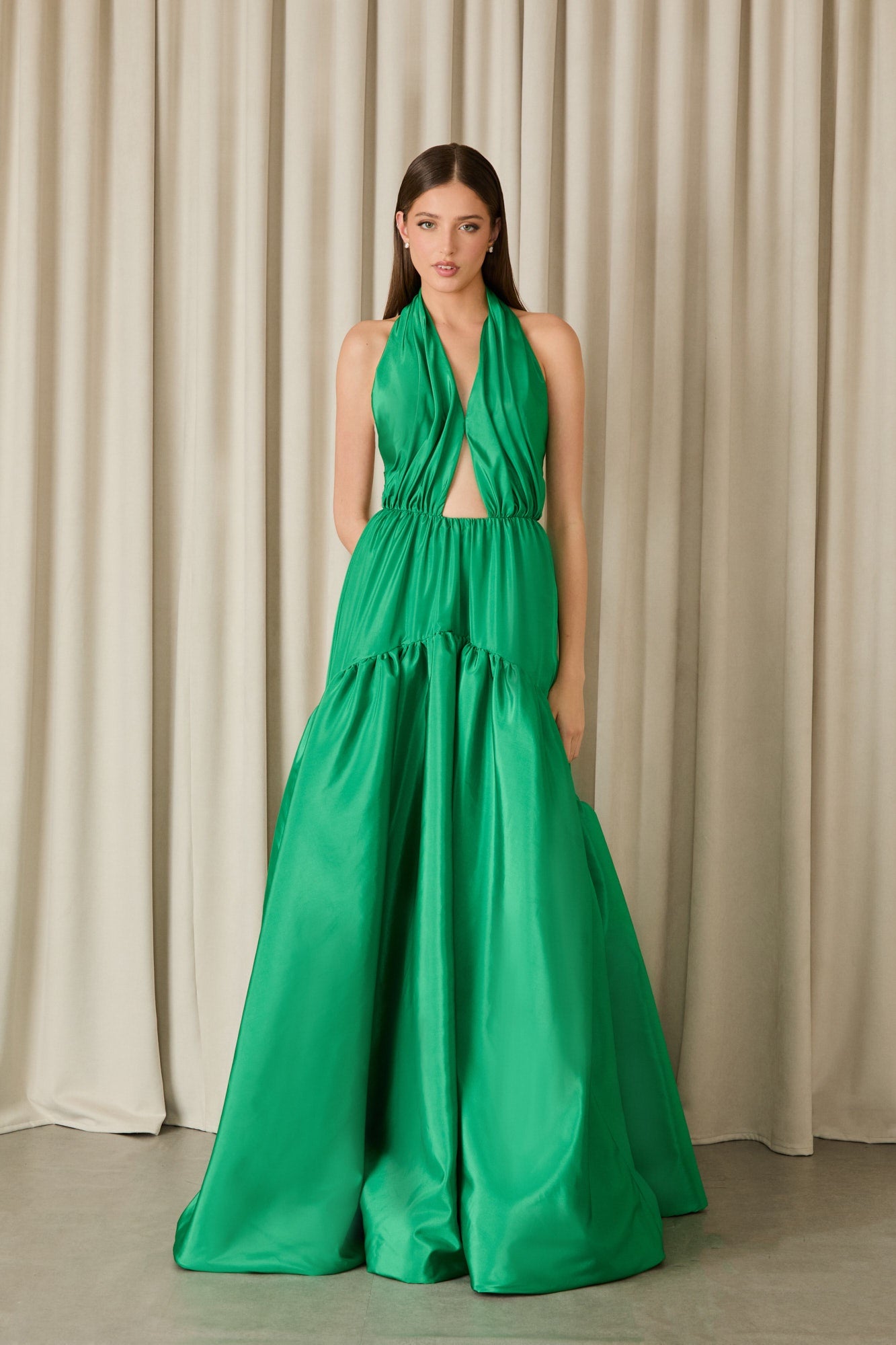 VESTIDO LONGO ADRIANA TAFETÁ COLEÇÃO INVERNO 26