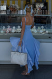 VESTIDO MIDI ALCA FINA BARRA ASSIMETRICA COM VOLUME COLEÇÃO VERÃO 27