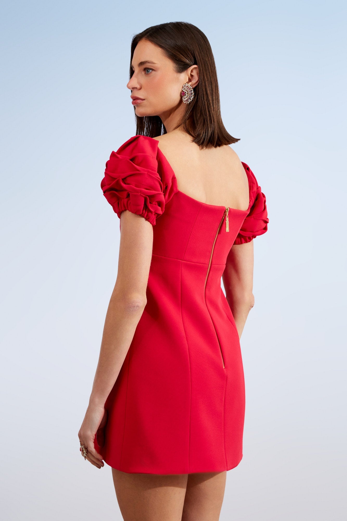 VESTIDO CURTO MANGA FLOR COLEÇÃO ALTO VERÃO 26