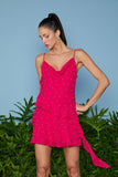 VESTIDO CURTO MARINA BABADO VERTICAL COLEÇÃO VERÃO 26