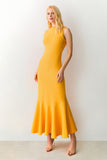 VESTIDO MIDI BARRA COM RODA AMPLA E ABERTURA COSTAS COLEÇÃO VERÃO 27