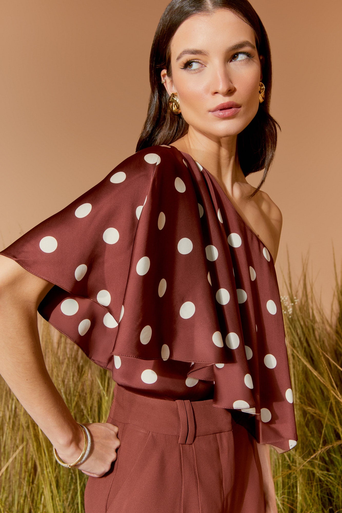 BLUSA UM OMBRO SO ESTAMPA POA COLEÇÃO VERÃO 26