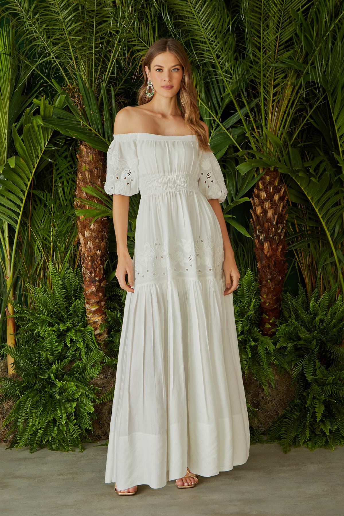 VESTIDO LONGO BORDADO RICHELIEU COLEÇÃO VERÃO 24