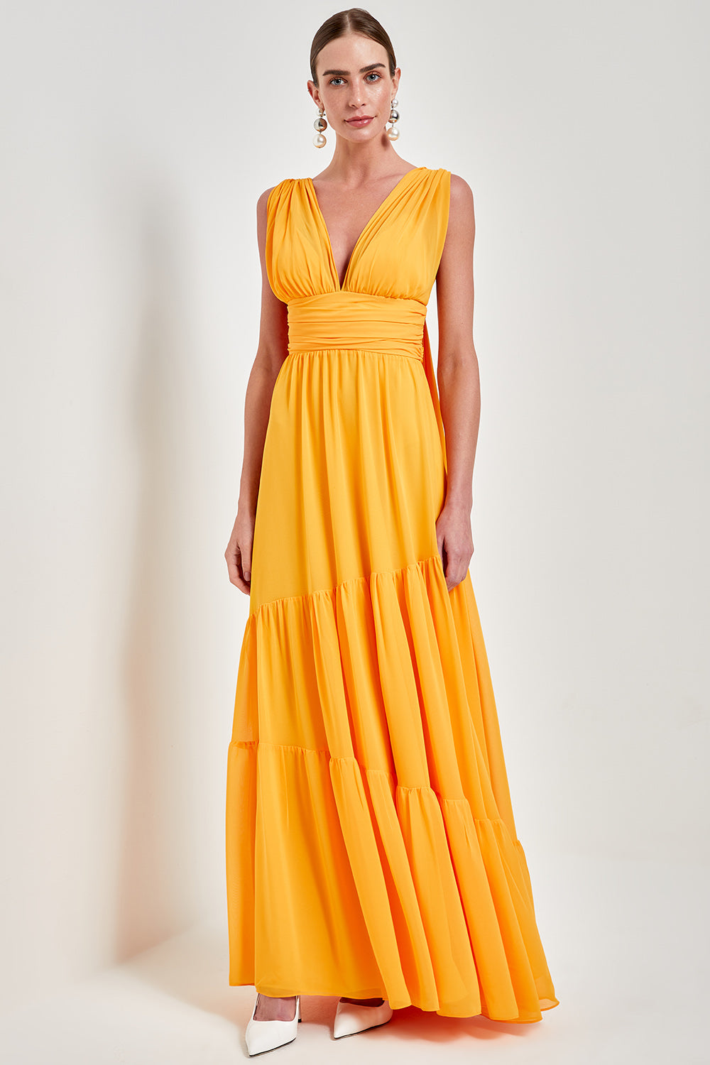 VESTIDO LONGO DRAPEADO DIXIE COLEÇÃO ALTO VERÃO 24