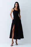 VESTIDO MIDI COM DETALHE AVIAMENTO BARRA E DECOTE COLEÇÃO VERÃO 27