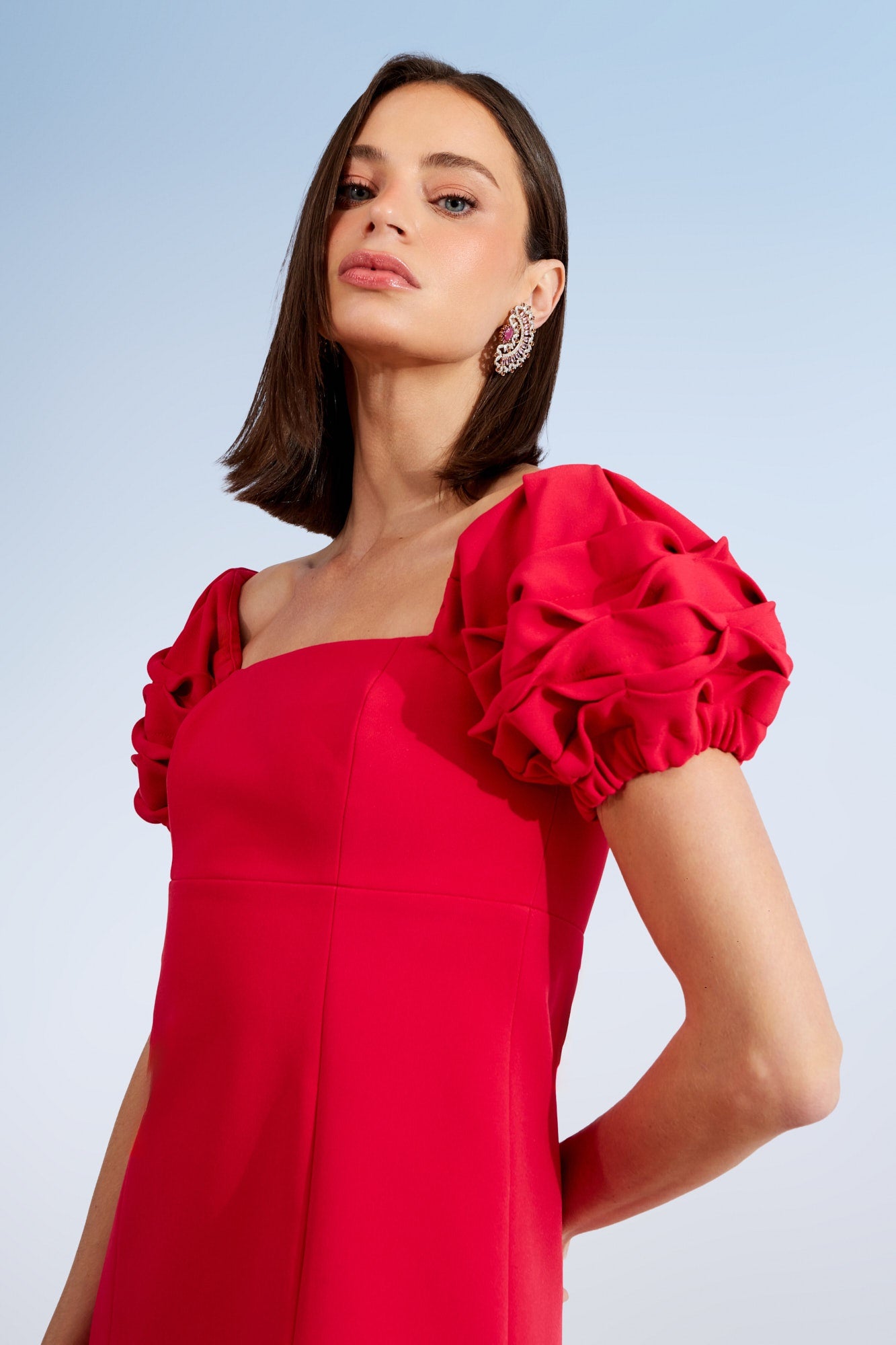 VESTIDO CURTO MANGA FLOR COLEÇÃO ALTO VERÃO 26