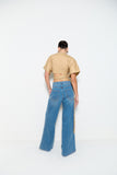CALÇA PANTALONA JEANS COM BOLSOS PESPONTADOS COLEÇÃO VERÃO 25
