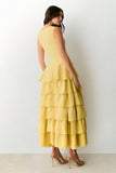 VESTIDO MIDI ALONGADO COM BABADOS E VOLUME COLEÇÃO VERÃO 27