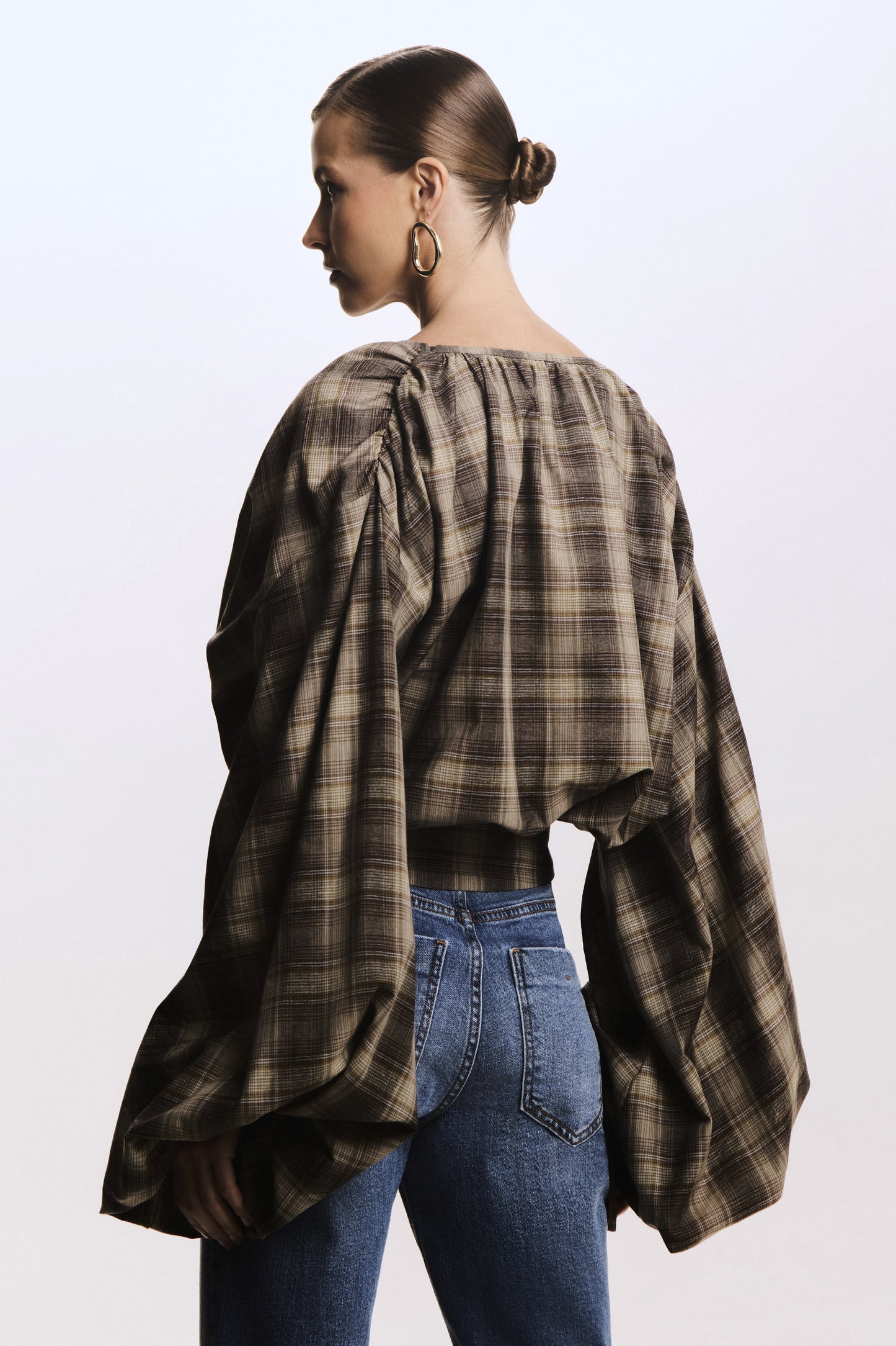 CAMISA MANGA COMPRIDA XADREZ MANGA AMPLA COLEÇÃO INVERNO 26