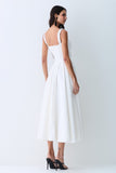 VESTIDO MIDI DETALHE DECOTE E ALCA COM PREGAS SAIA COLEÇÃO VERÃO 27