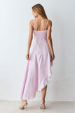 VESTIDO MIDI BARRA ASSIMETRICA DETALHE RENDA E BUSTO COLEÇÃO VERÃO 27