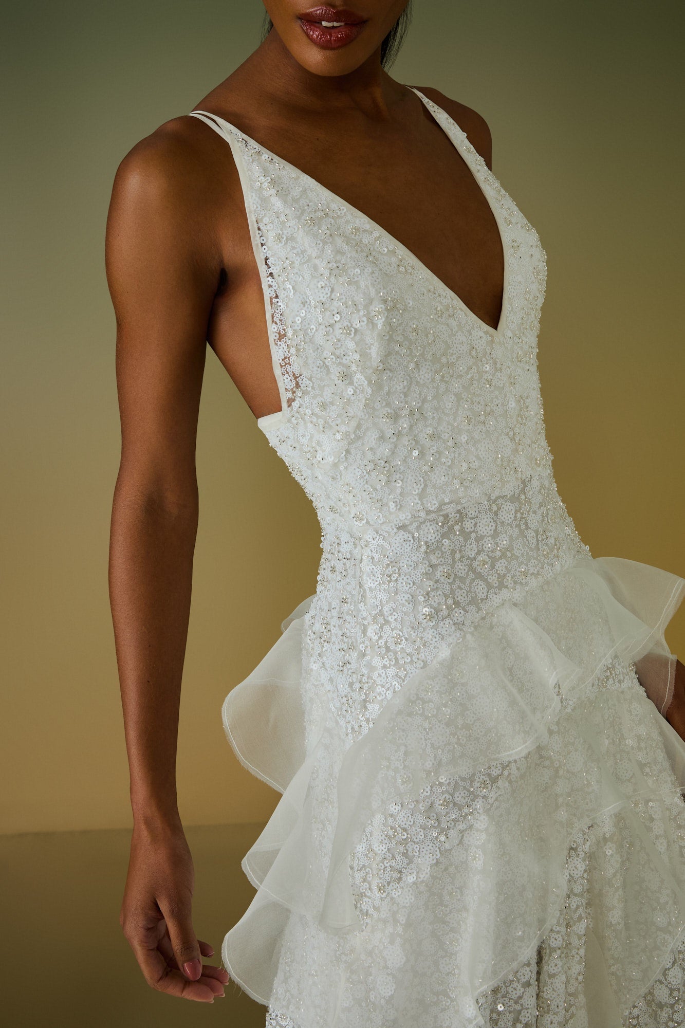 VESTIDO LONGO BEL BABADOS IRREGULARES COLEÇÃO ALTO VERÃO 26