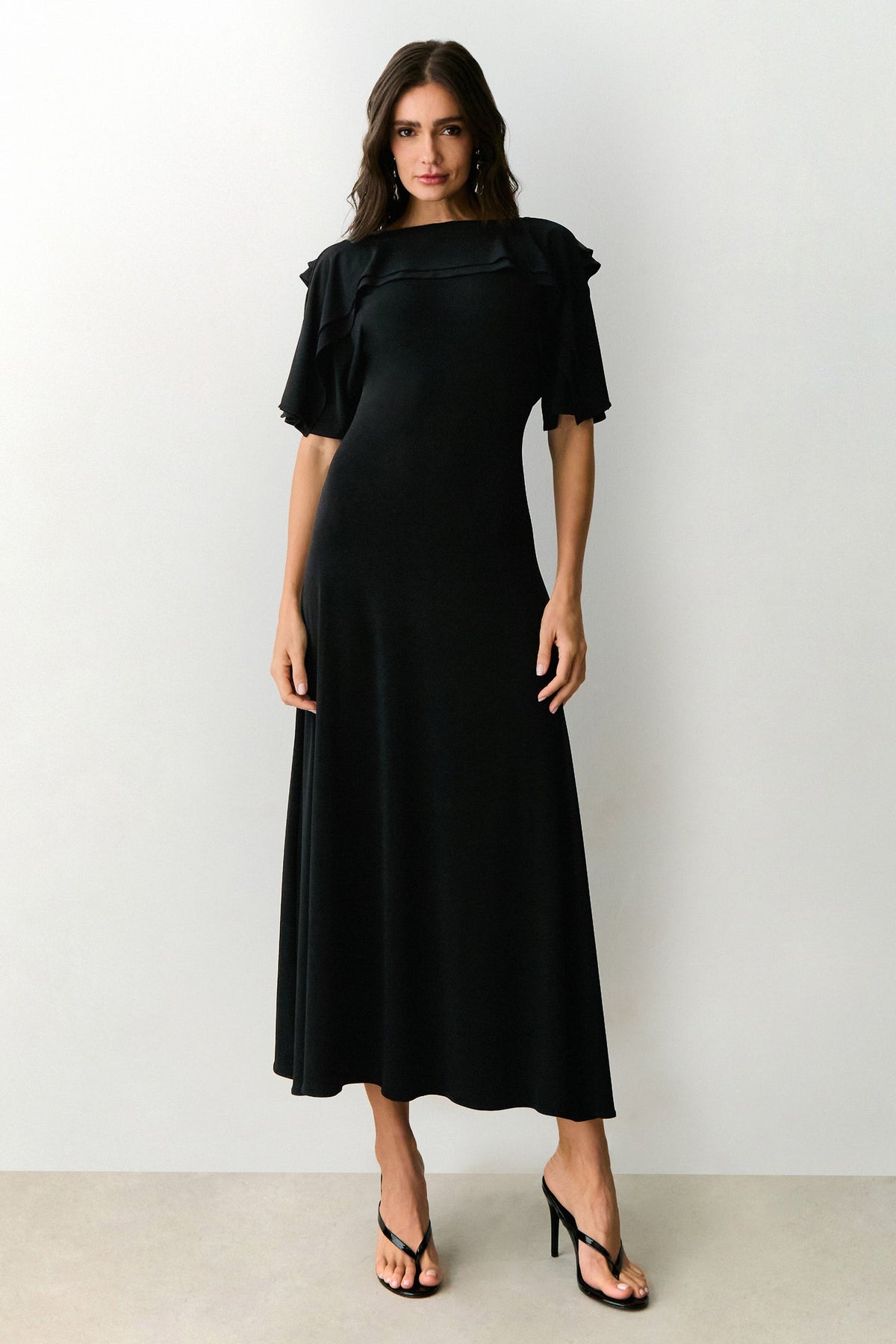 VESTIDO MIDI SOBREPOSIÇÃO DUPLA DECOTE E COSTAS COLEÇÃO VERÃO 27