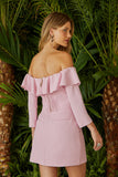 CONJUNTO DE BLUSA OMBRO A OMBRO BABADO E SAIA BASIC PESPONTO COLEÇÃO VERÃO 24