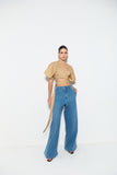 CALÇA PANTALONA JEANS COM BOLSOS PESPONTADOS COLEÇÃO VERÃO 25