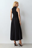 VESTIDO MIDI GOLA ALTA COM BARRA AMPLA RODADA COLEÇÃO VERÃO 27
