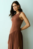 VESTIDO MIDI DECOTE NADADOR E SAIA ASSIMETRICA COLEÇÃO VERÃO 27