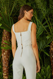 CONJUNTO DE TOP DETALHADO TRANÇADO OURO E CALÇA LAÇO COS COLEÇÃO VERÃO 24