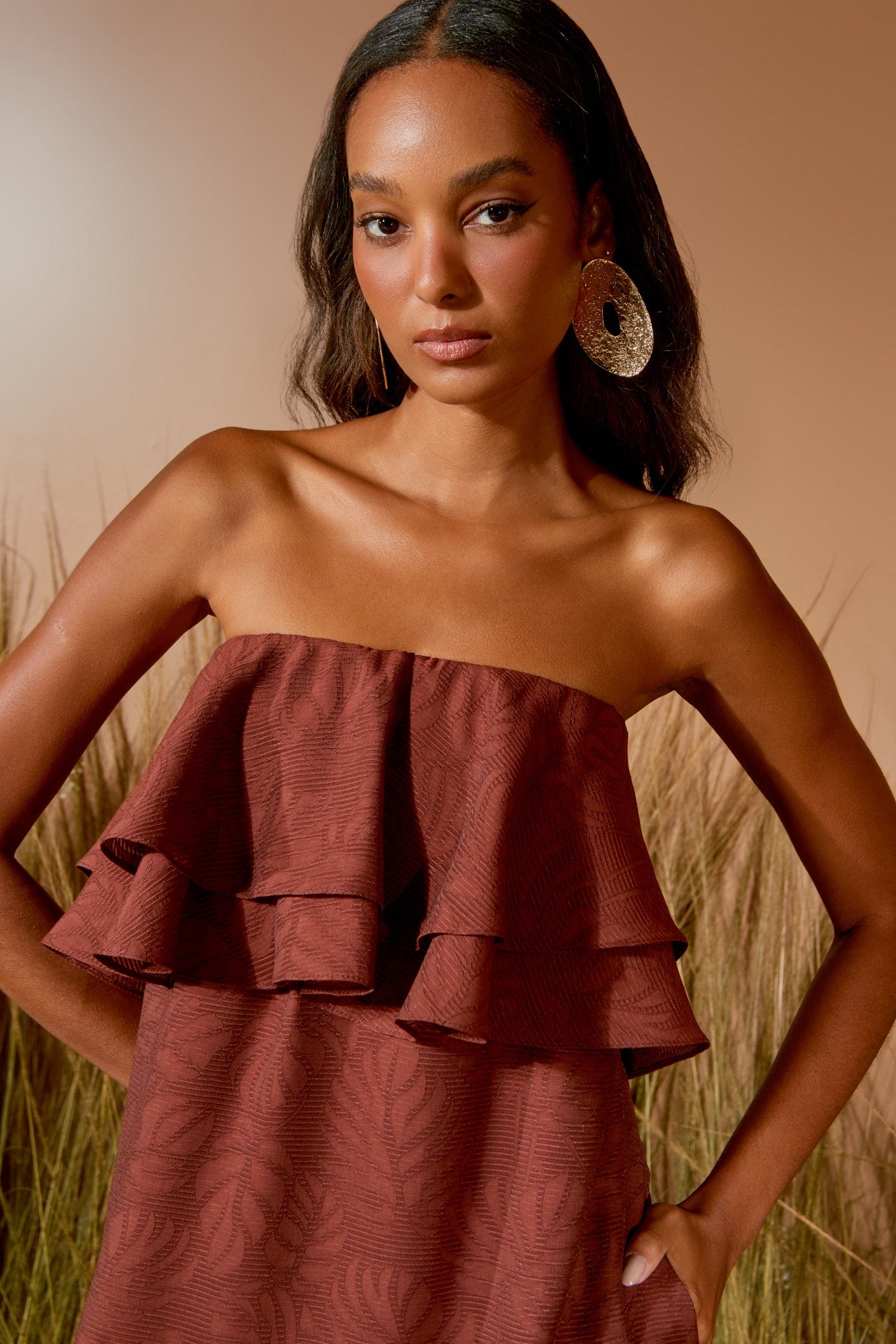 VESTIDO MIDI BABADOS COLEÇÃO VERÃO 26