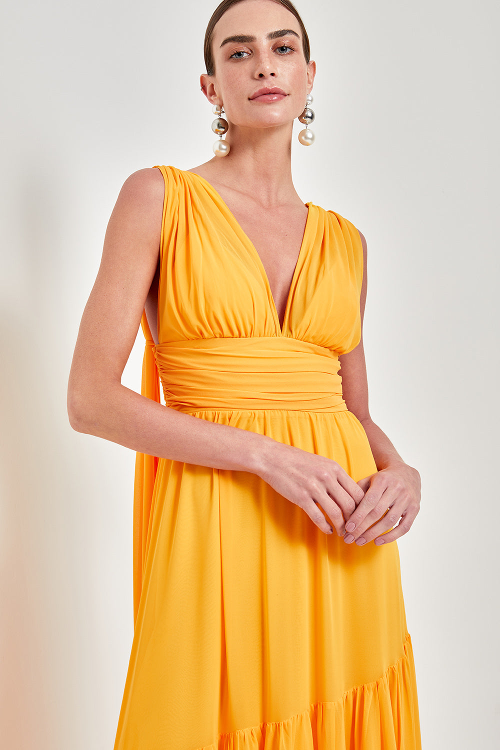 VESTIDO LONGO DRAPEADO DIXIE COLEÇÃO ALTO VERÃO 24