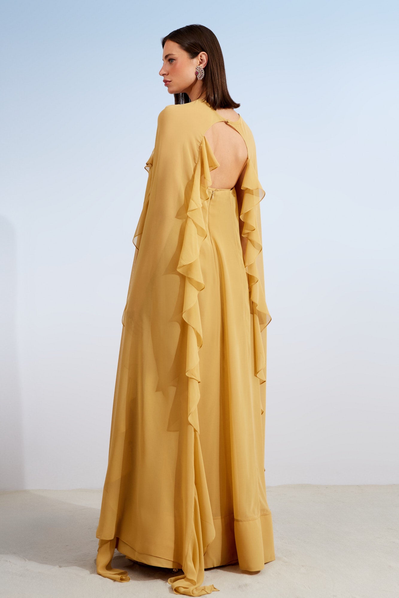VESTIDO LONGO CAPA DETALHE DECOTE COLEÇÃO ALTO VERÃO 26