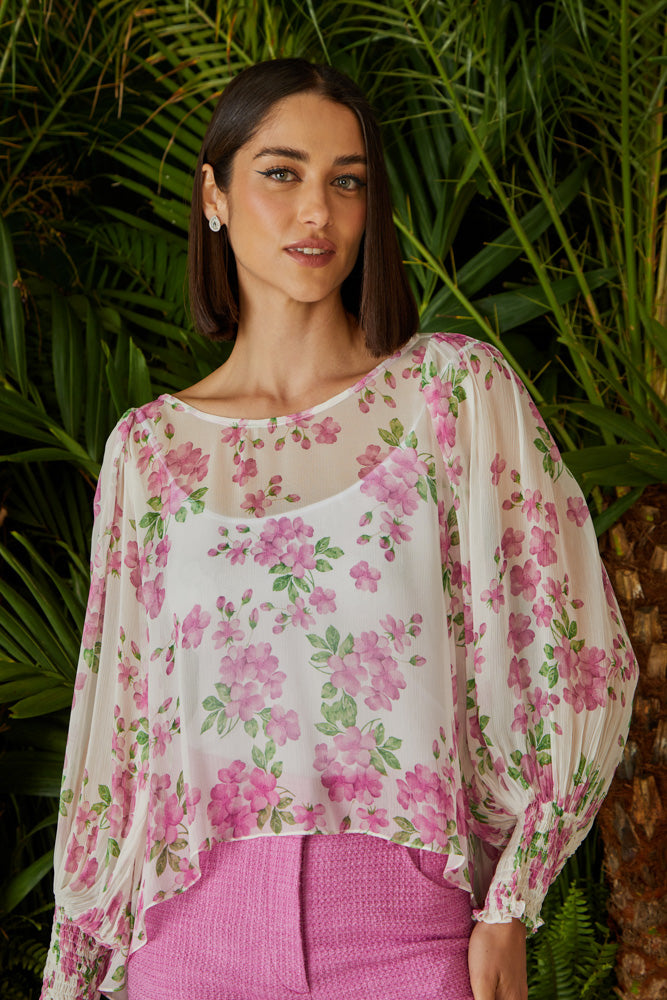 BLUSA ESTAMPA FLORAL INTUITIVO MANGA COLEÇÃO VERÃO 24