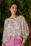 BLUSA ESTAMPA FLORAL INTUITIVO MANGA COLEÇÃO VERÃO 24