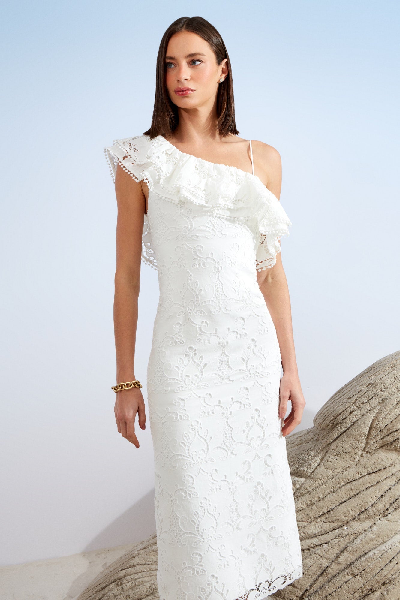 VESTIDO MIDI BORDADO ARABESCO COLEÇÃO ALTO VERÃO 26