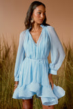 VESTIDO CURTO FRANZIDO BABADO COLEÃO VERÃO 26