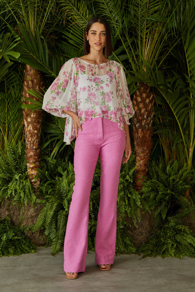 BLUSA ESTAMPA FLORAL INTUITIVO MANGA COLEÇÃO VERÃO 24