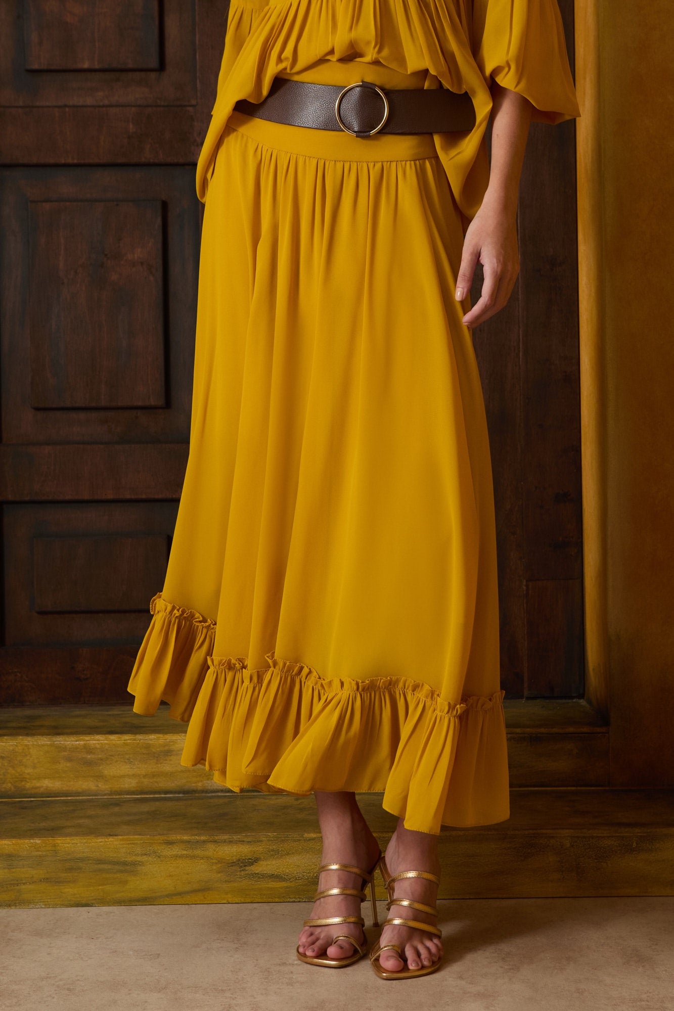 SAIA MIDI BABADO BARRA COLEÇÃO INVERNO 26