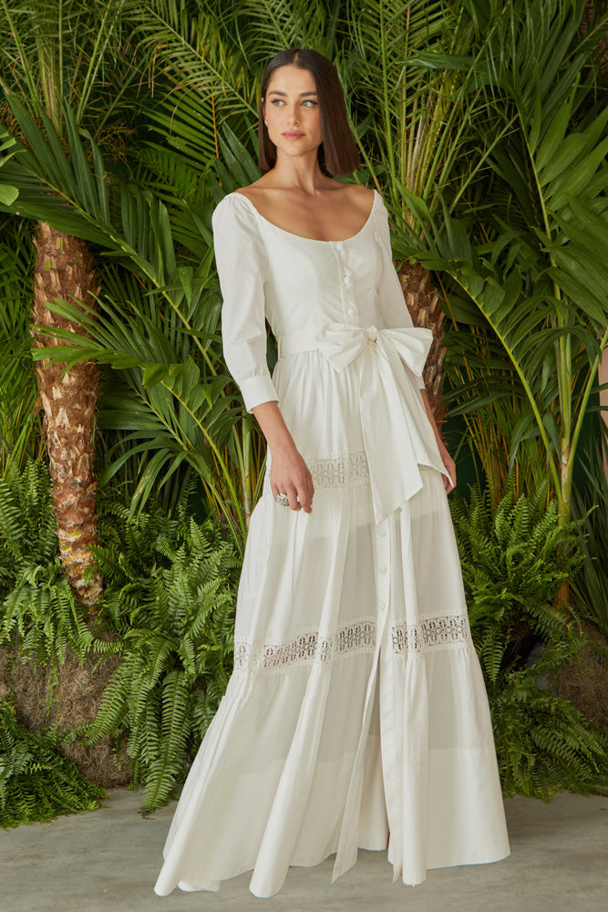 VESTIDO LONGO ENTREMEIOS RENDA COLEÇÃO VERÃO 24
